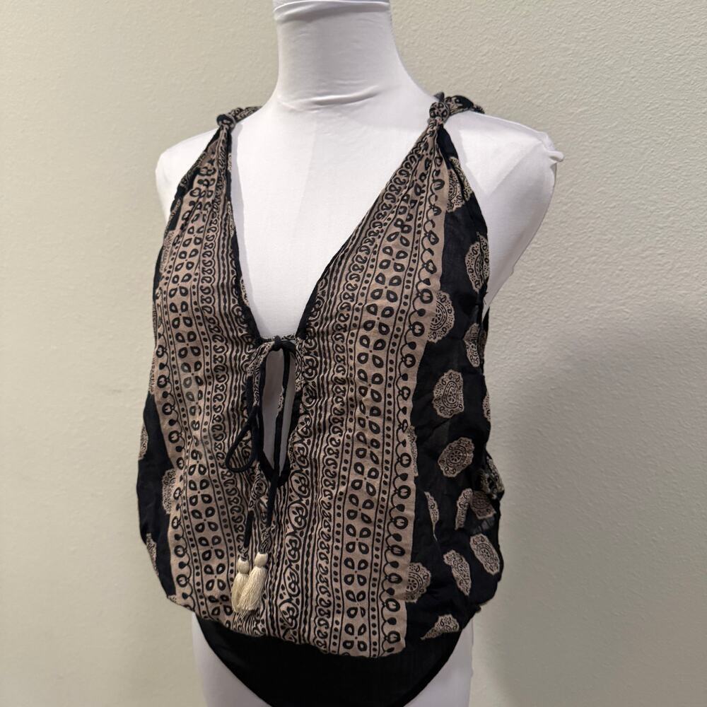 Intimately Free People Soul of the Sun Bodysuit Small Boho Festival Cotton Indie - Picture 3 of 7